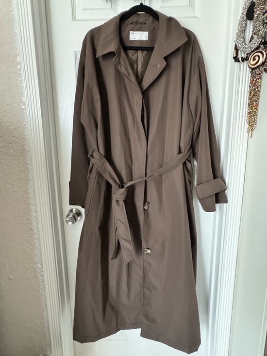 ASOS Curve Jackets & Blazers - ASOS Curve Taupe Longline Belted Trench Coat